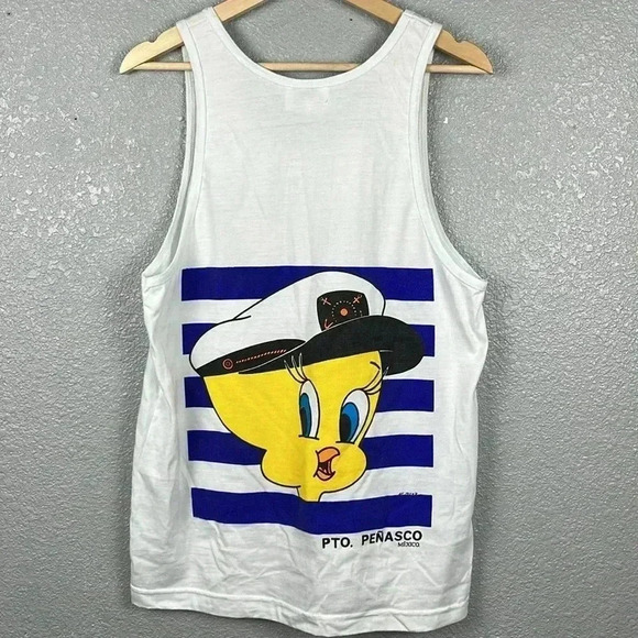 Vintage Tweety Bird with Captain Hat Top, Puerto Penasco Mexico size M Yoyo's - Picture 4 of 4